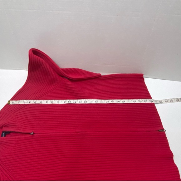 Vintage Lands End Red Full Zip Large Cardigan Y2K Cable Knit 100% Baumwolle - Picture 11 of 12